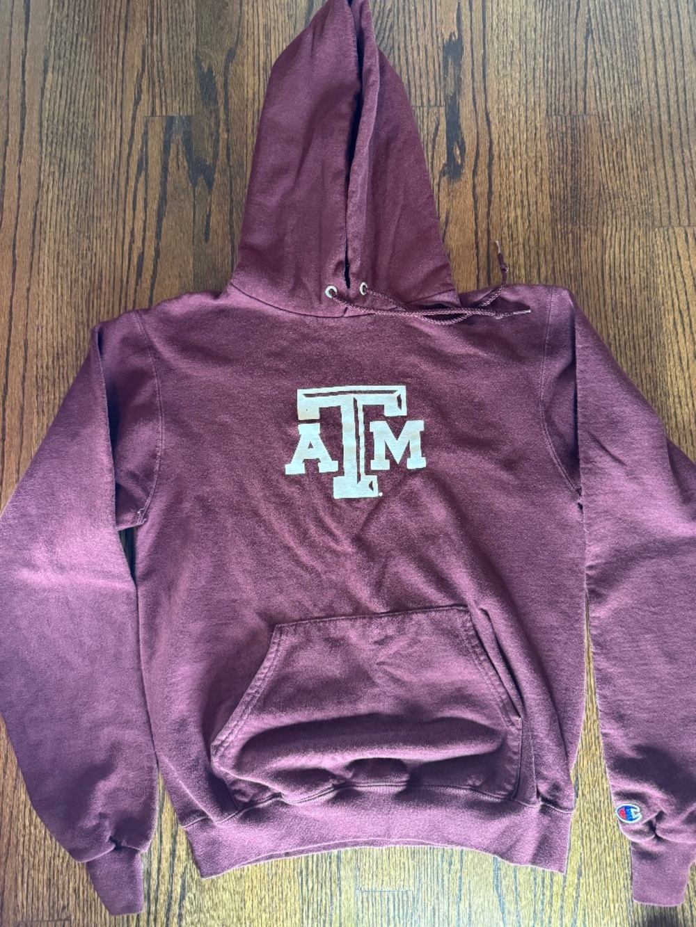Texas A&M Champion Maroon White Lettering Hoodie Size S - Picture 1 of 9
